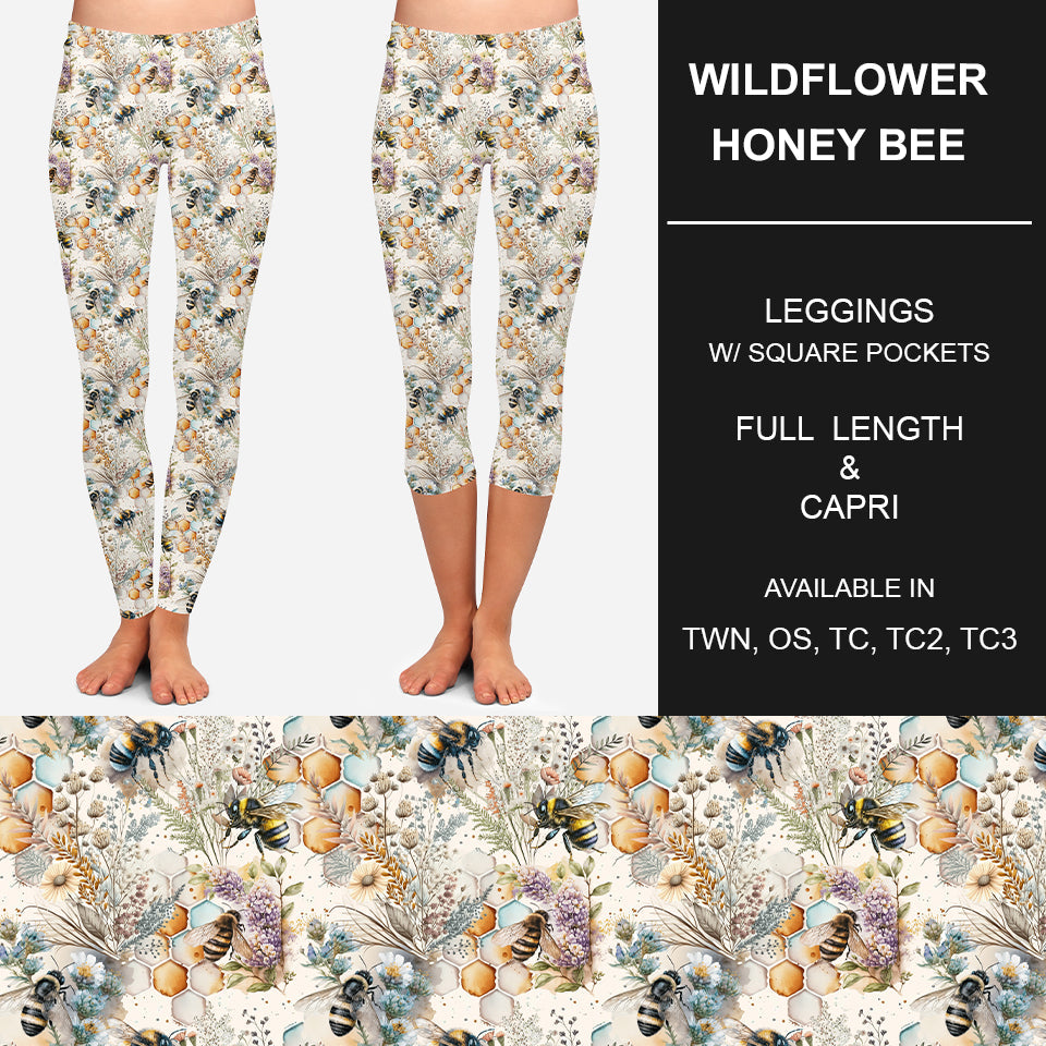 RTS - Wildflower Honey Bee Leggings w/ Pockets - Like A Duchess