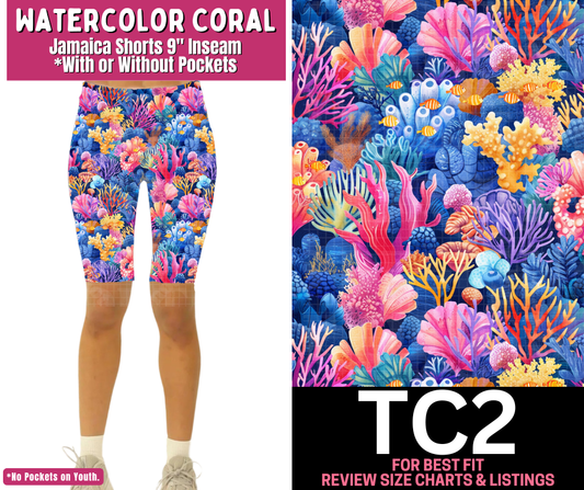 Watercolor Coral Jamaica Shorts w/ Pockets - Like A Duchess