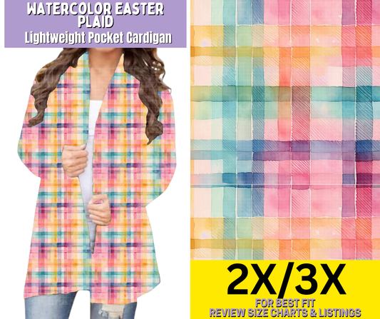 Watercolor Easter Plaid Pocket Cardigan - Like A Duchess