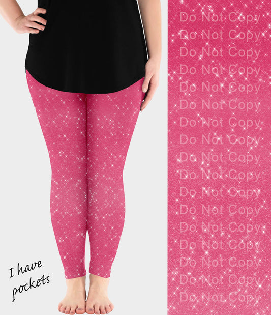 RTS - Watermelon Sparkle Leggings w/ Pockets - Like A Duchess