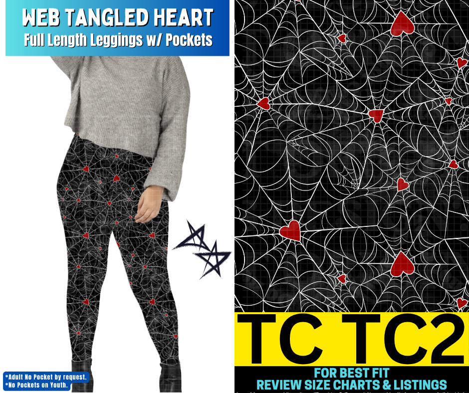 Web Tangled Heart Full Length Leggings w/ Pockets - Like A Duchess