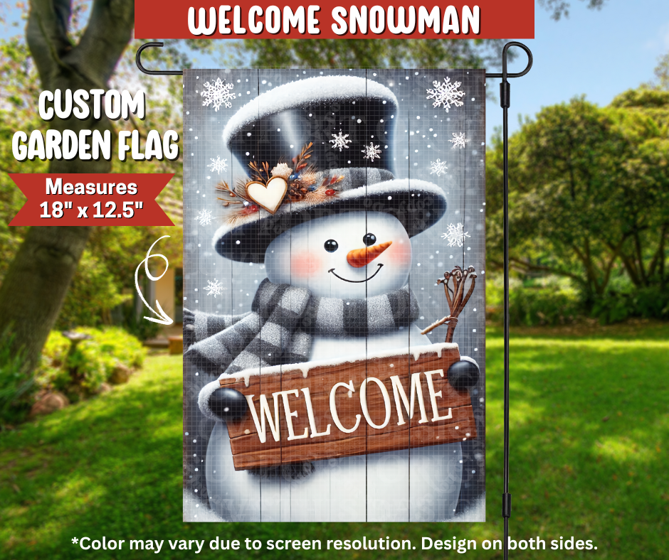 Welcome Snowman Garden Flag - Like A Duchess
