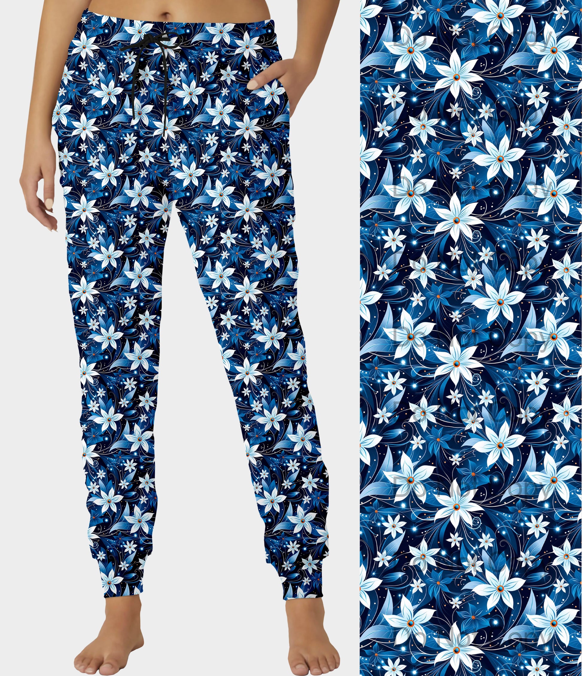 RTS - White Blooms Joggers - Like A Duchess