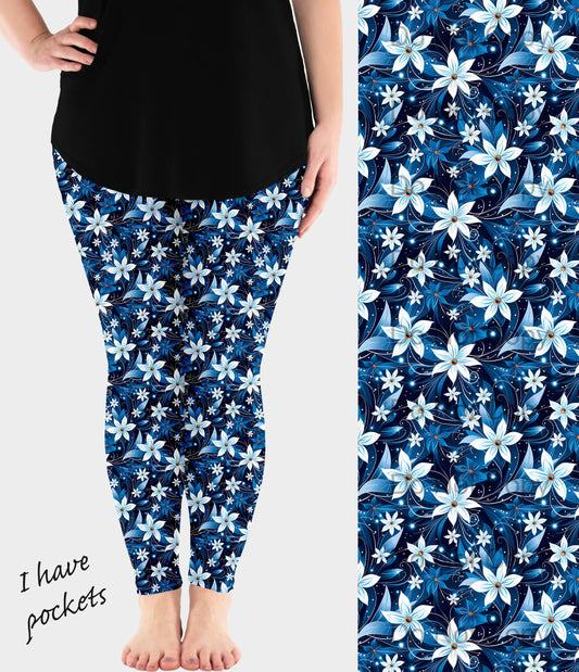 RTS - White Blooms Leggings w/ Pockets - Like A Duchess