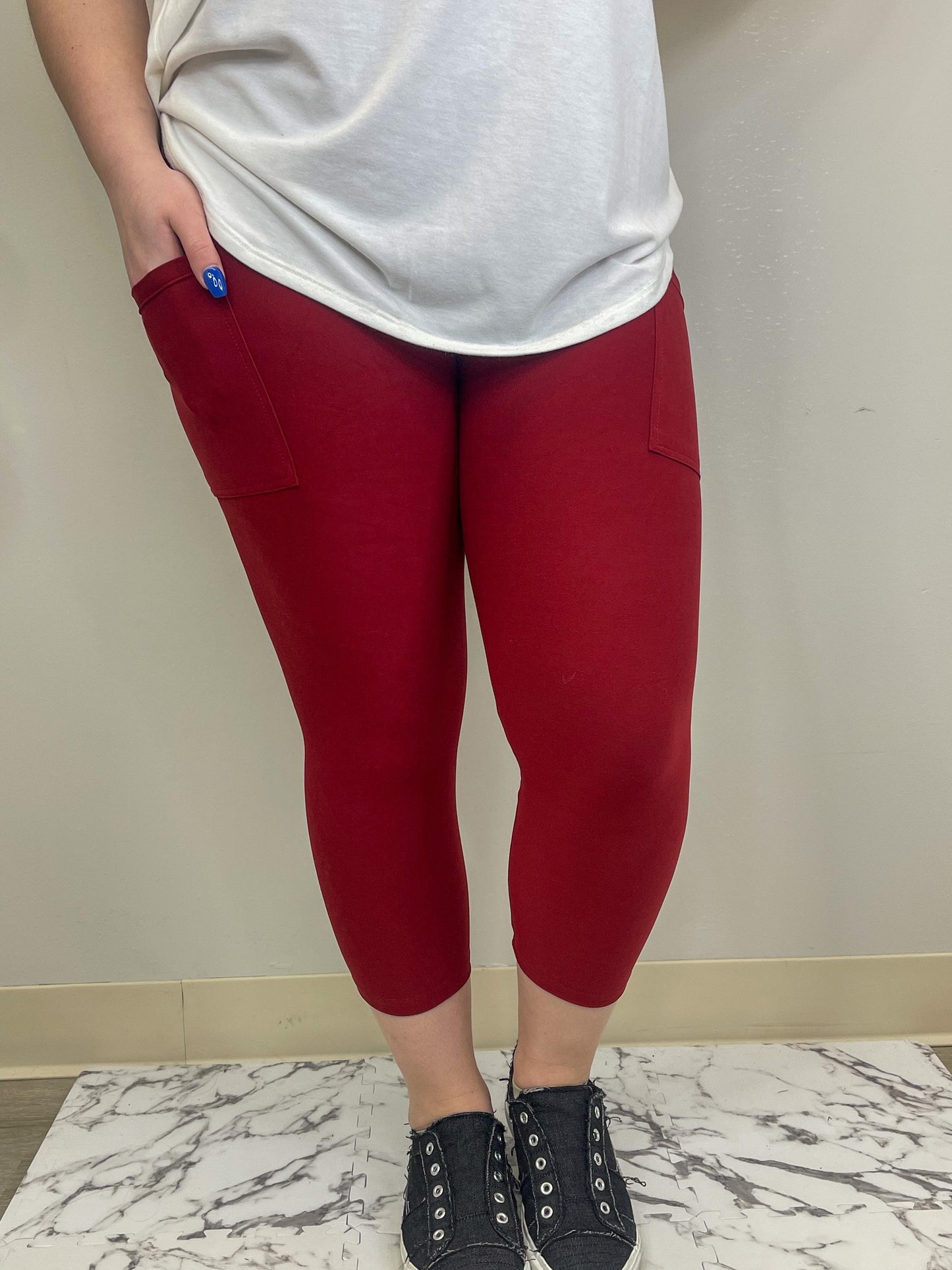 Red Wine Capri w/ Pockets - Like A Duchess