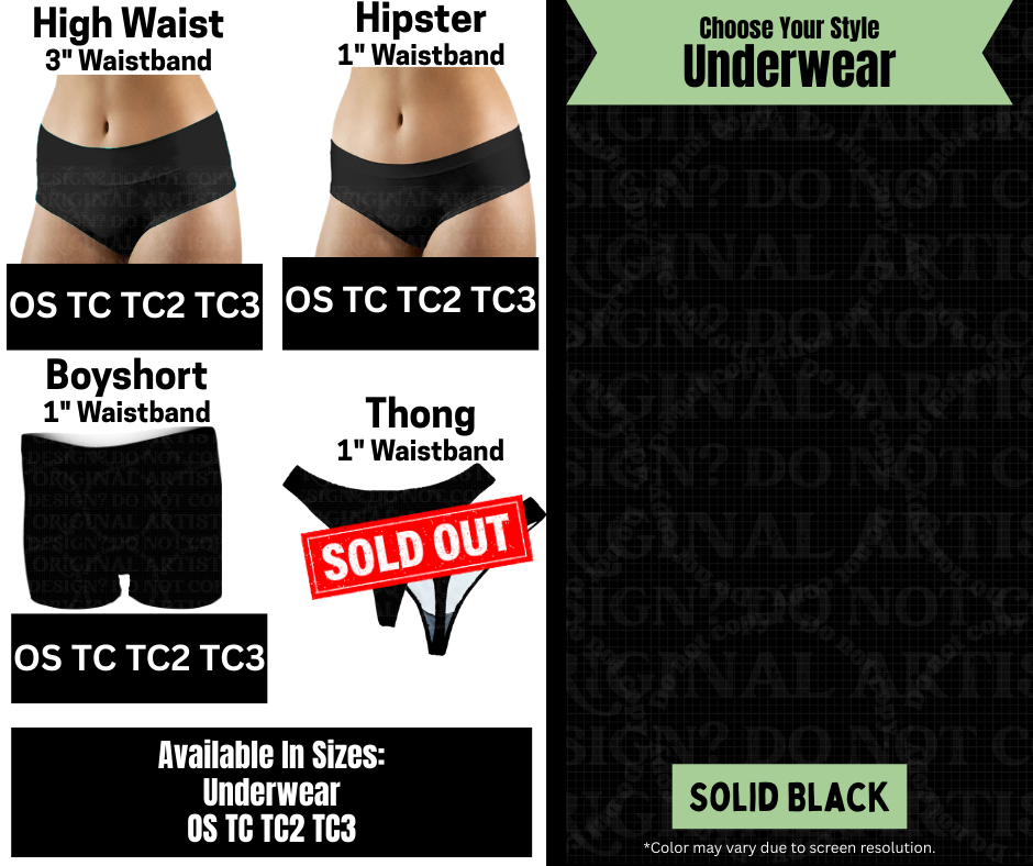 Solid Black Hipster, High Waist, Boyshort  Underwear - Like A Duchess