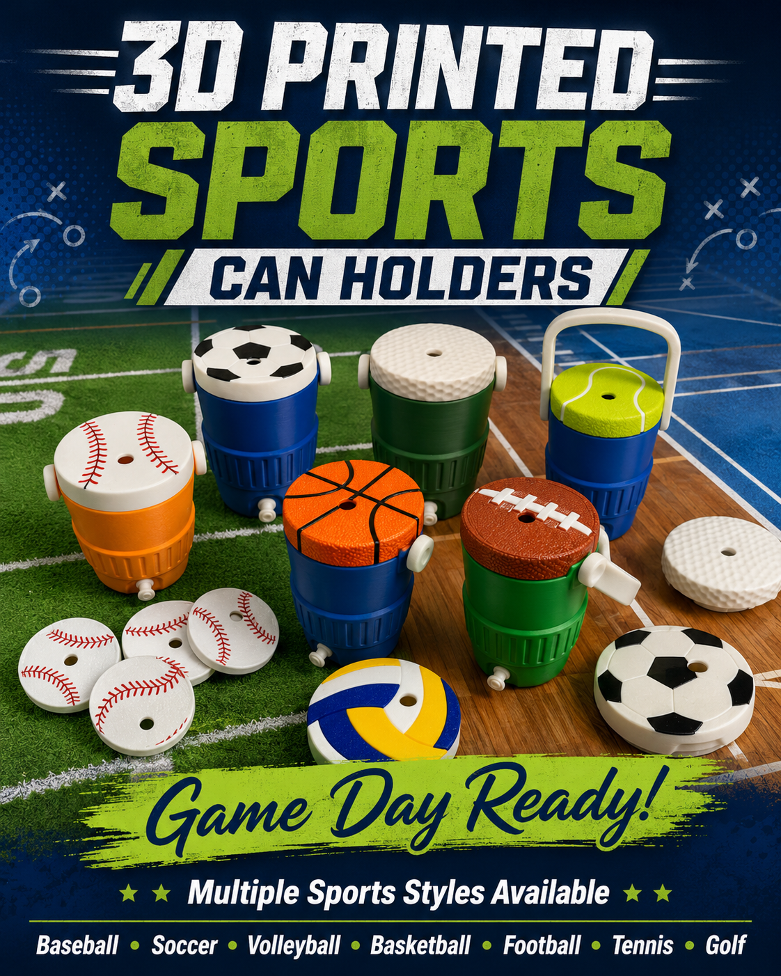 SPORTS THEMED-3D PRINTED CUSTOM 12 OUNCE CAN HOLDERS - Like A Duchess