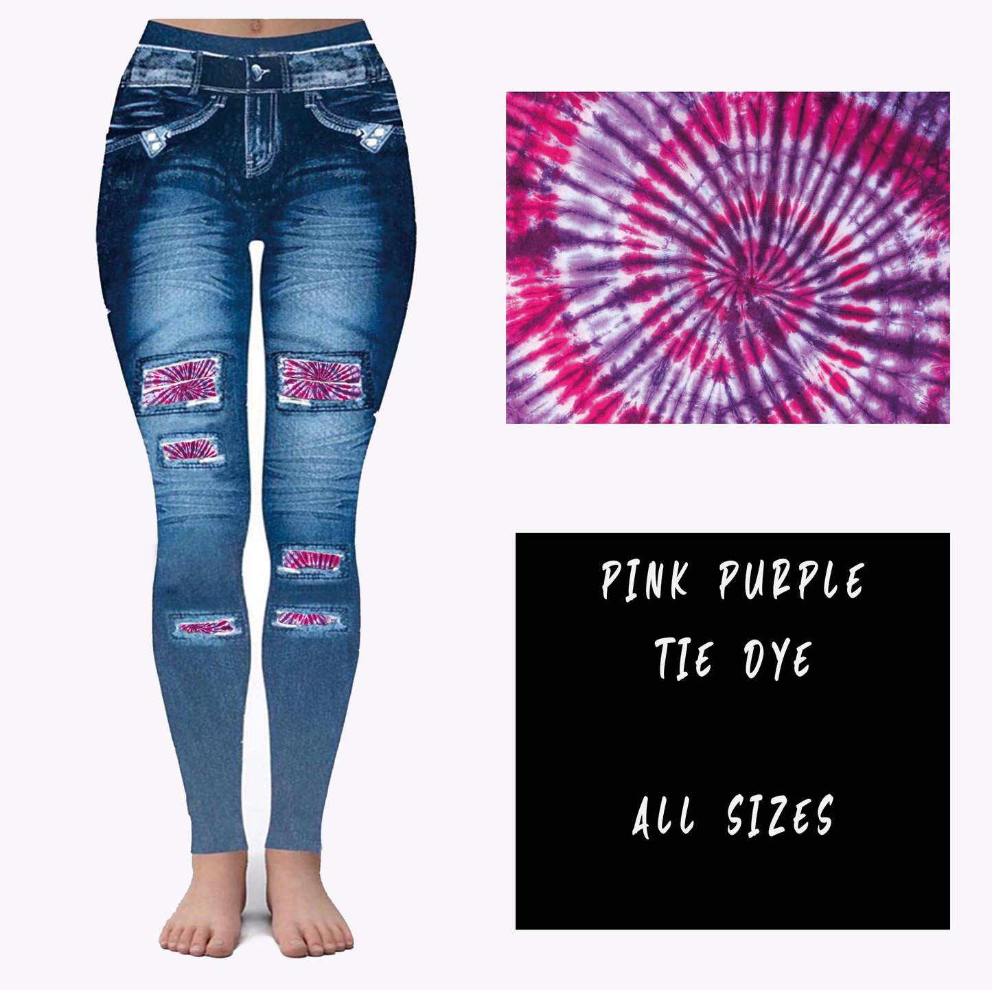 LEGGING JEAN RUN-PINK PURPLE TIE DYE (ACTIVE BACK POCKETS) - Like A Duchess