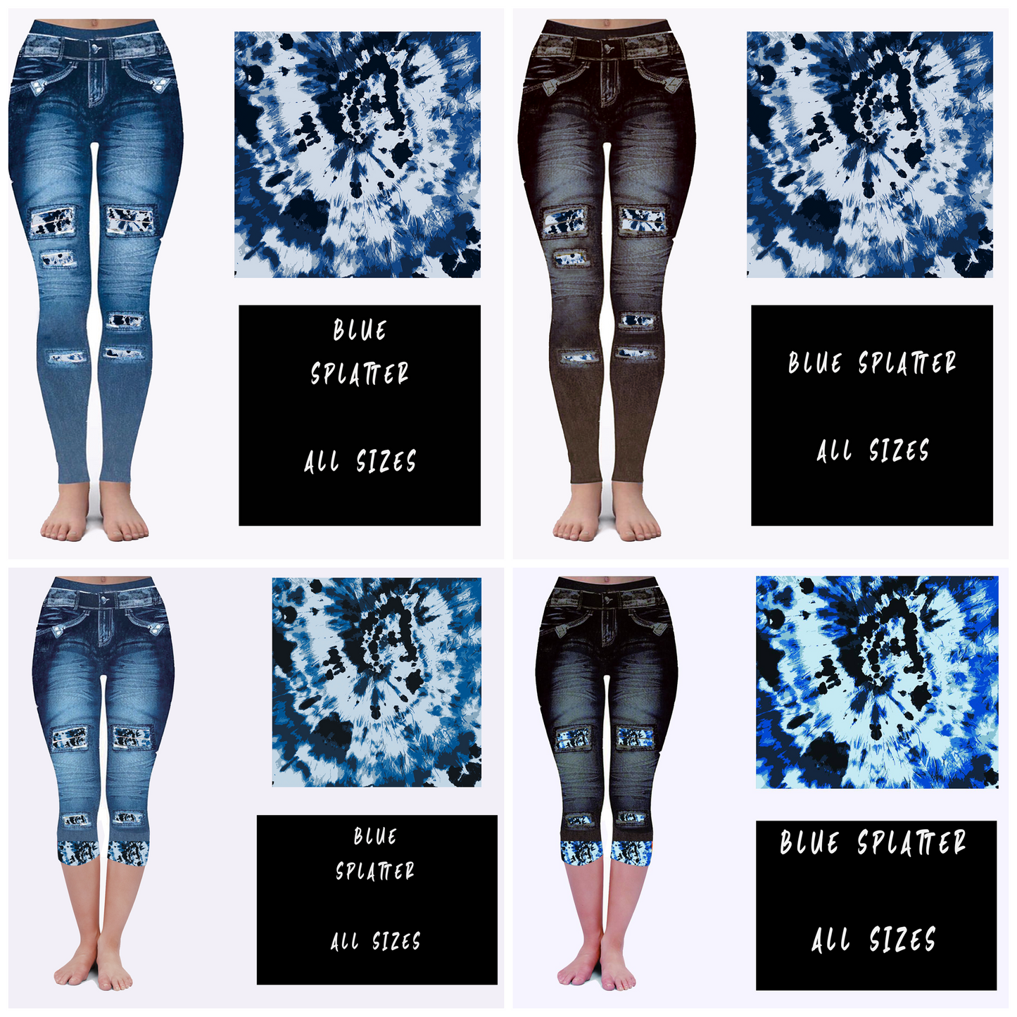 LEGGING JEAN RUN-BLUE SPLATTER (ACTIVE BACK POCKETS) - Like A Duchess