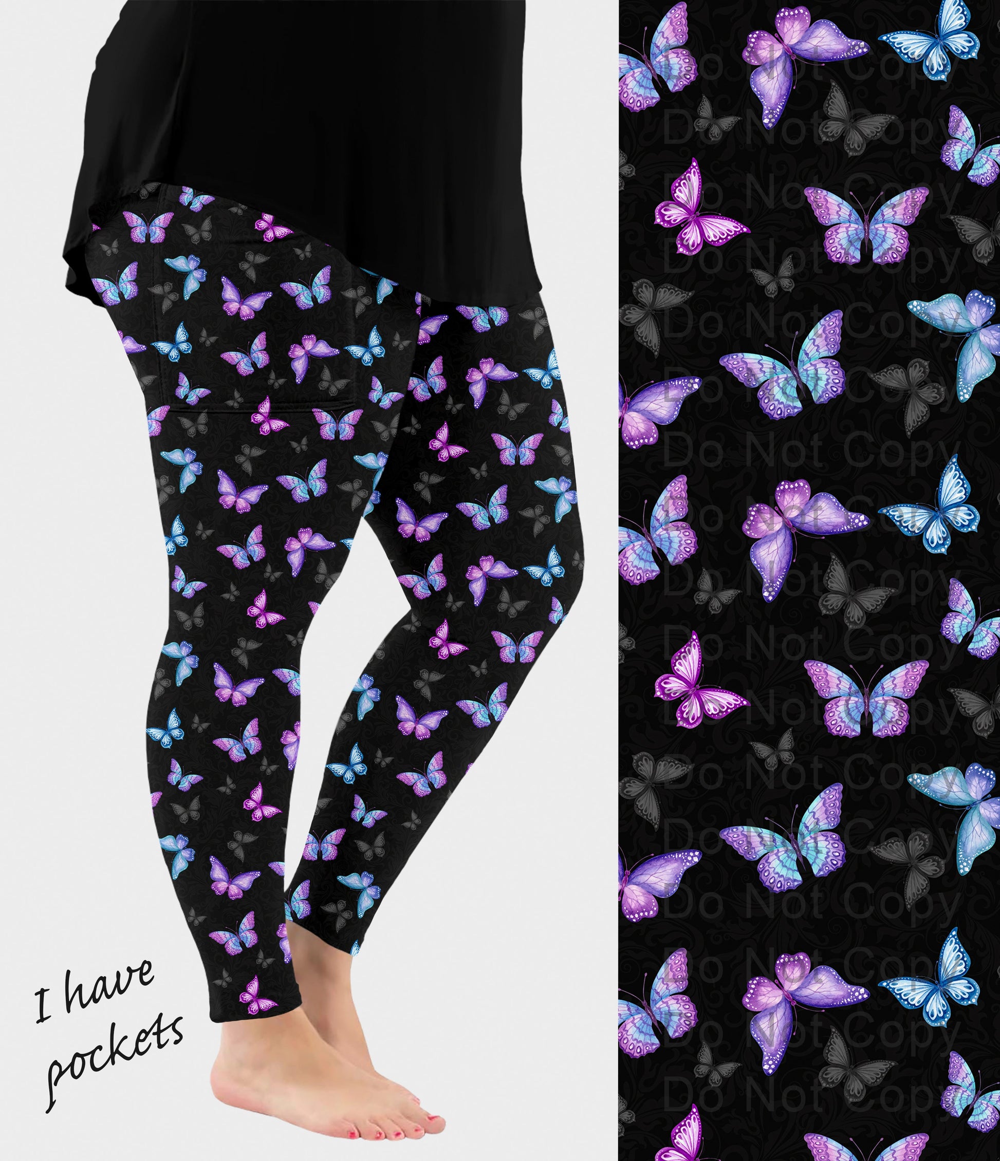 RTS - Butterflies Leggings w/ Pockets - Like A Duchess
