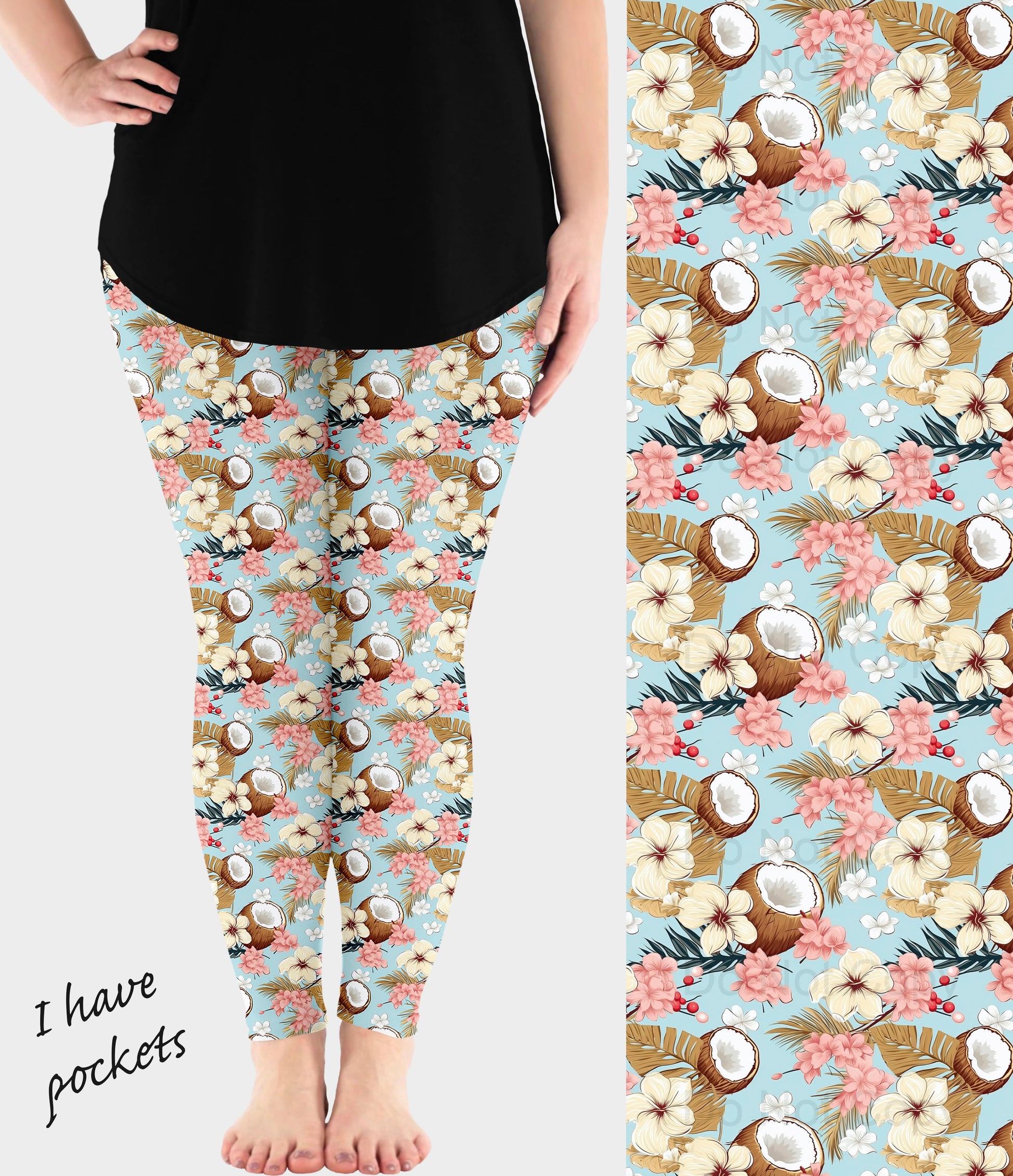 RTS - Coconut Floral Leggings w/ Pockets - Like A Duchess