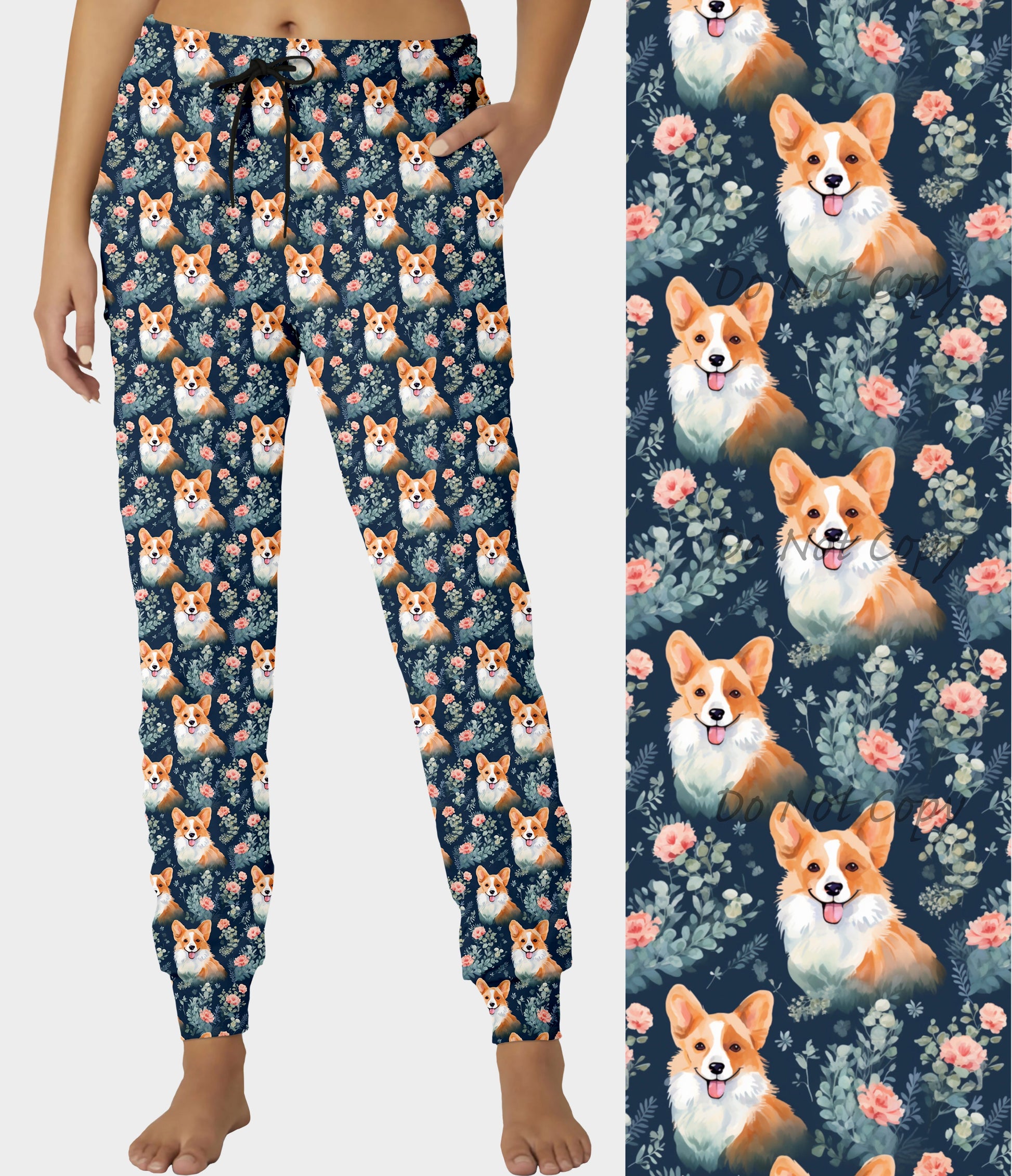 RTS - Floral Corgi Joggers - Like A Duchess