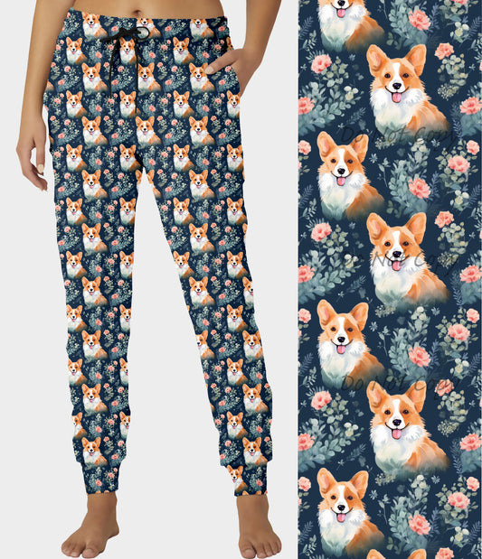 RTS - Floral Corgi Joggers - Like A Duchess