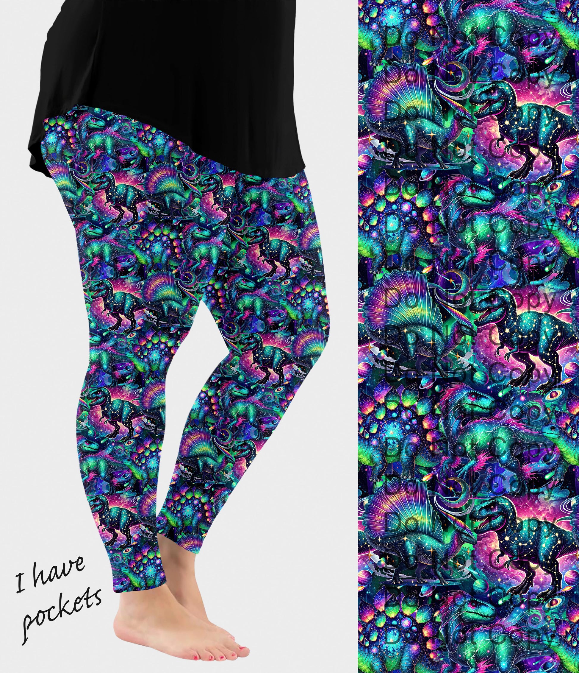 RTS - Galaxy Dinos Leggings with Pockets - Like A Duchess