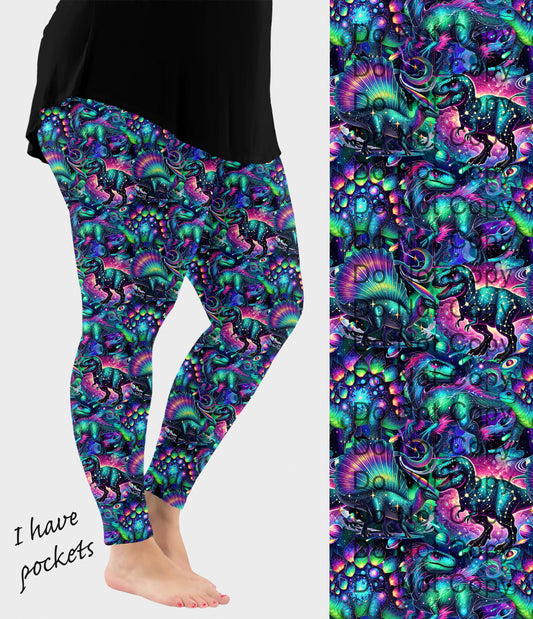 RTS - Galaxy Dinos Leggings with Pockets - Like A Duchess