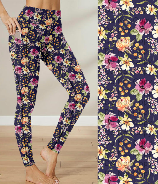 RTS - Glistening Petal Leggings with Triangle Sport Pockets - Like A Duchess