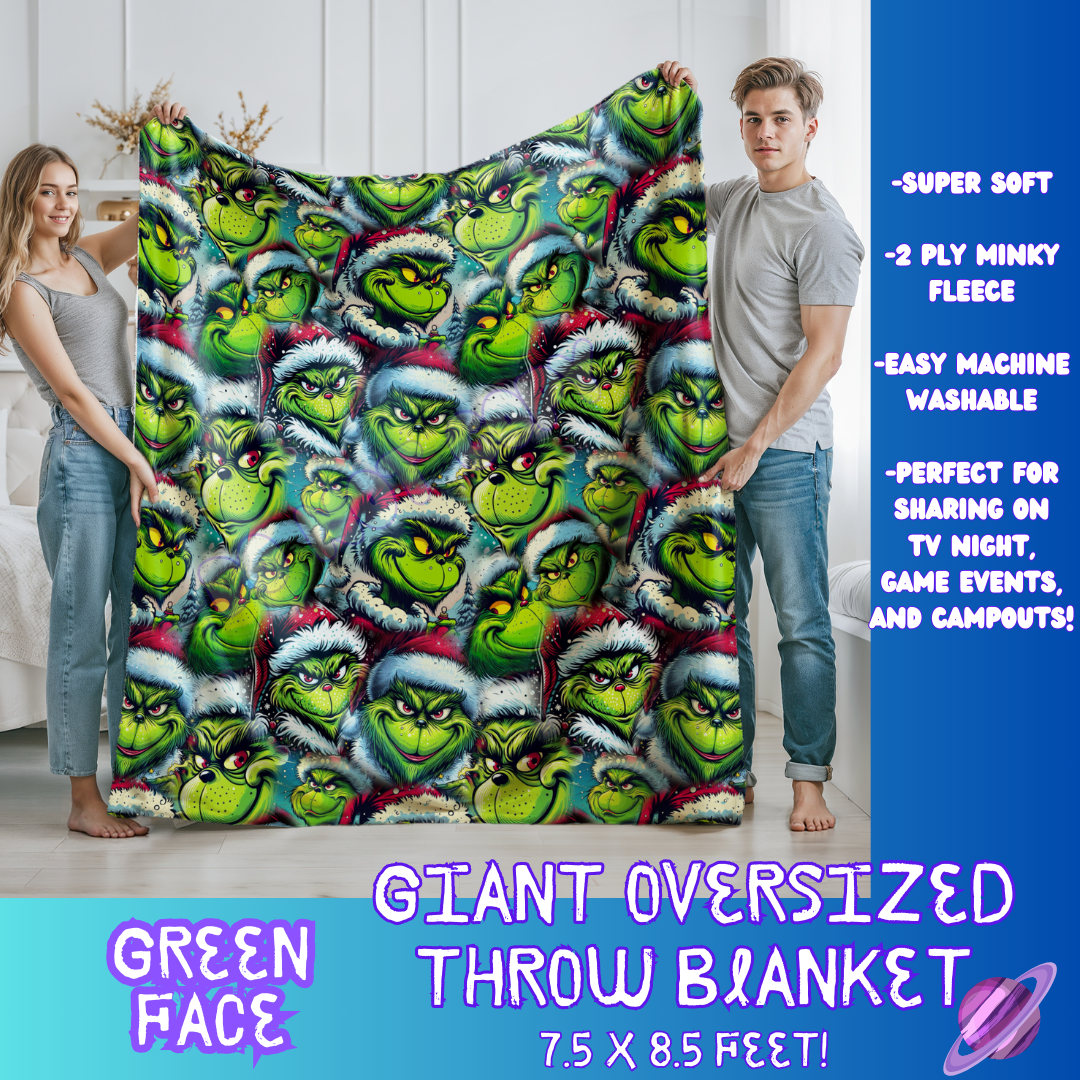 GREEN FACE- OVERSIZED THROW BLANKET - Like A Duchess