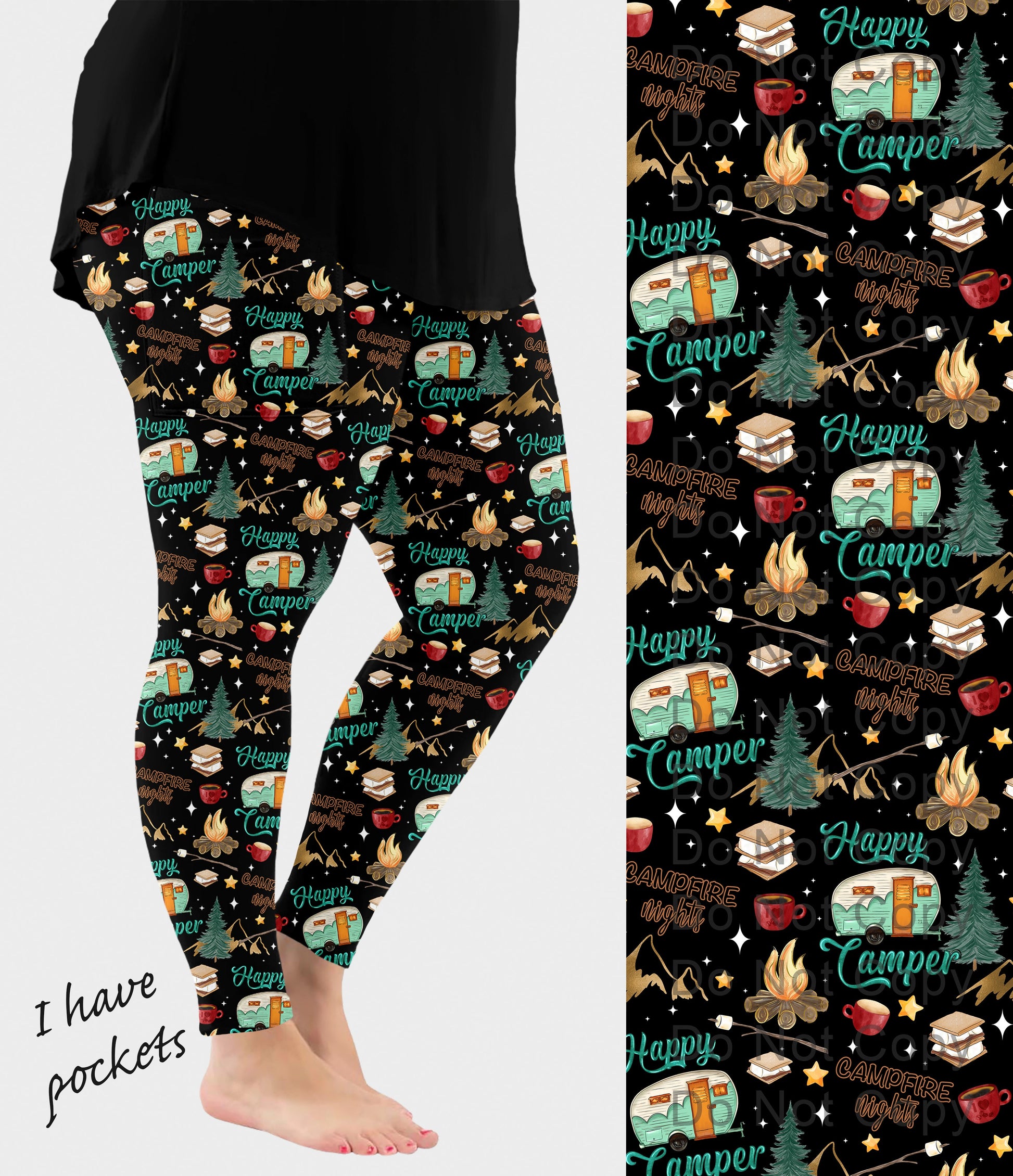 RTS - Happy Camper Leggings w/ Pockets - Like A Duchess