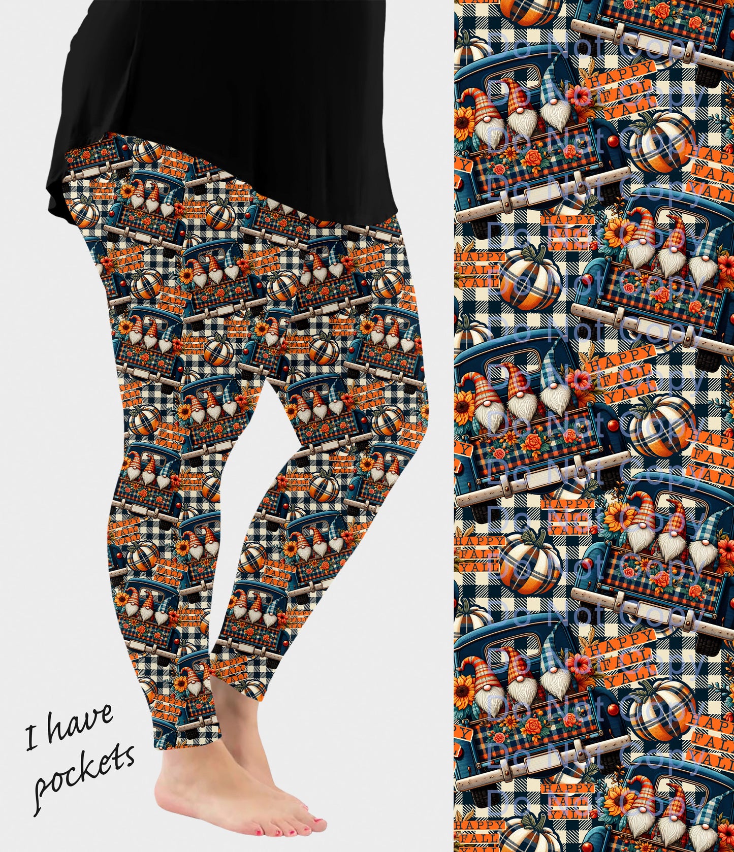 RTS - Happy Fall Gnomes Leggings w/ Pockets - Like A Duchess