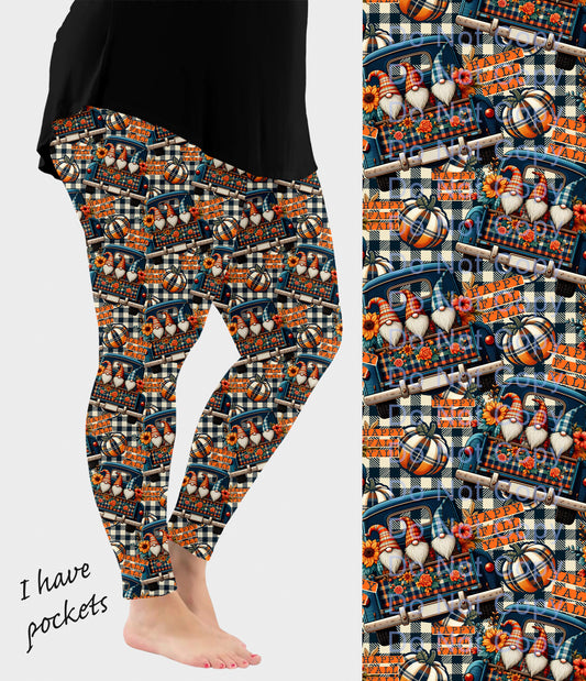 RTS - Happy Fall Gnomes Leggings w/ Pockets - Like A Duchess
