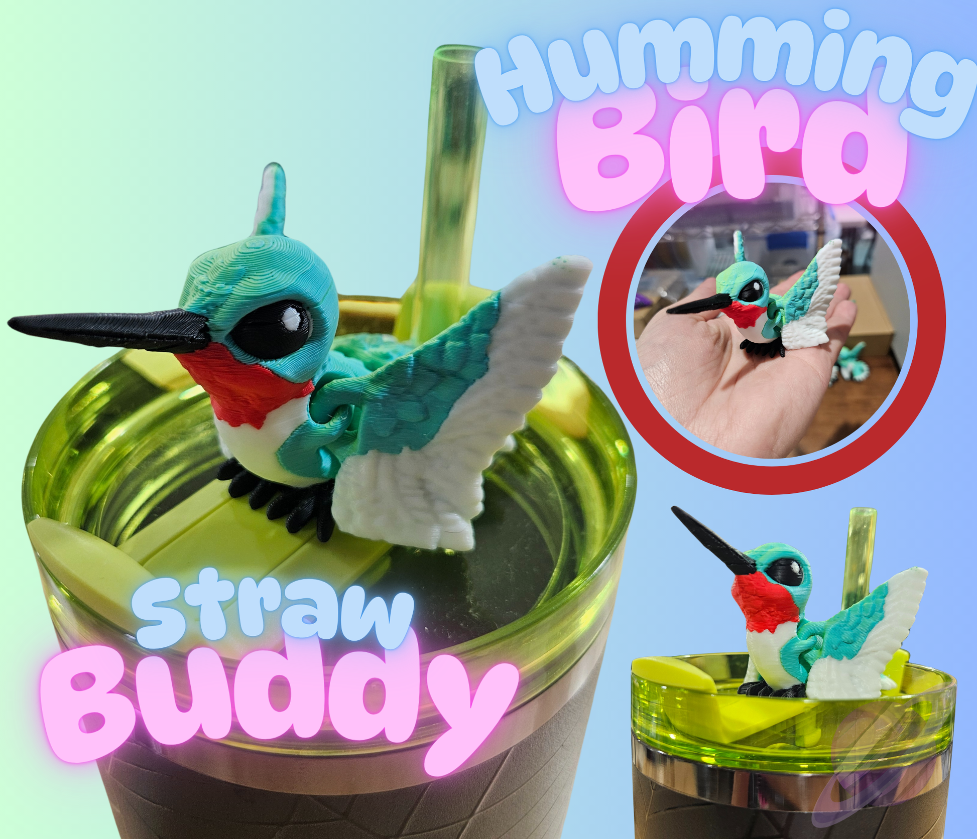 HUMMINGBIRD-3D PRINTED STRAW BUDDY - Like A Duchess