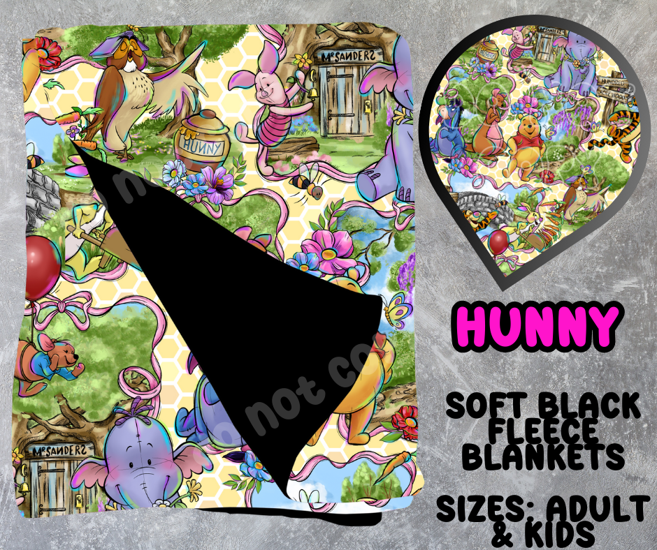 HUNNY - SOFT BLACK THROW BLANKET