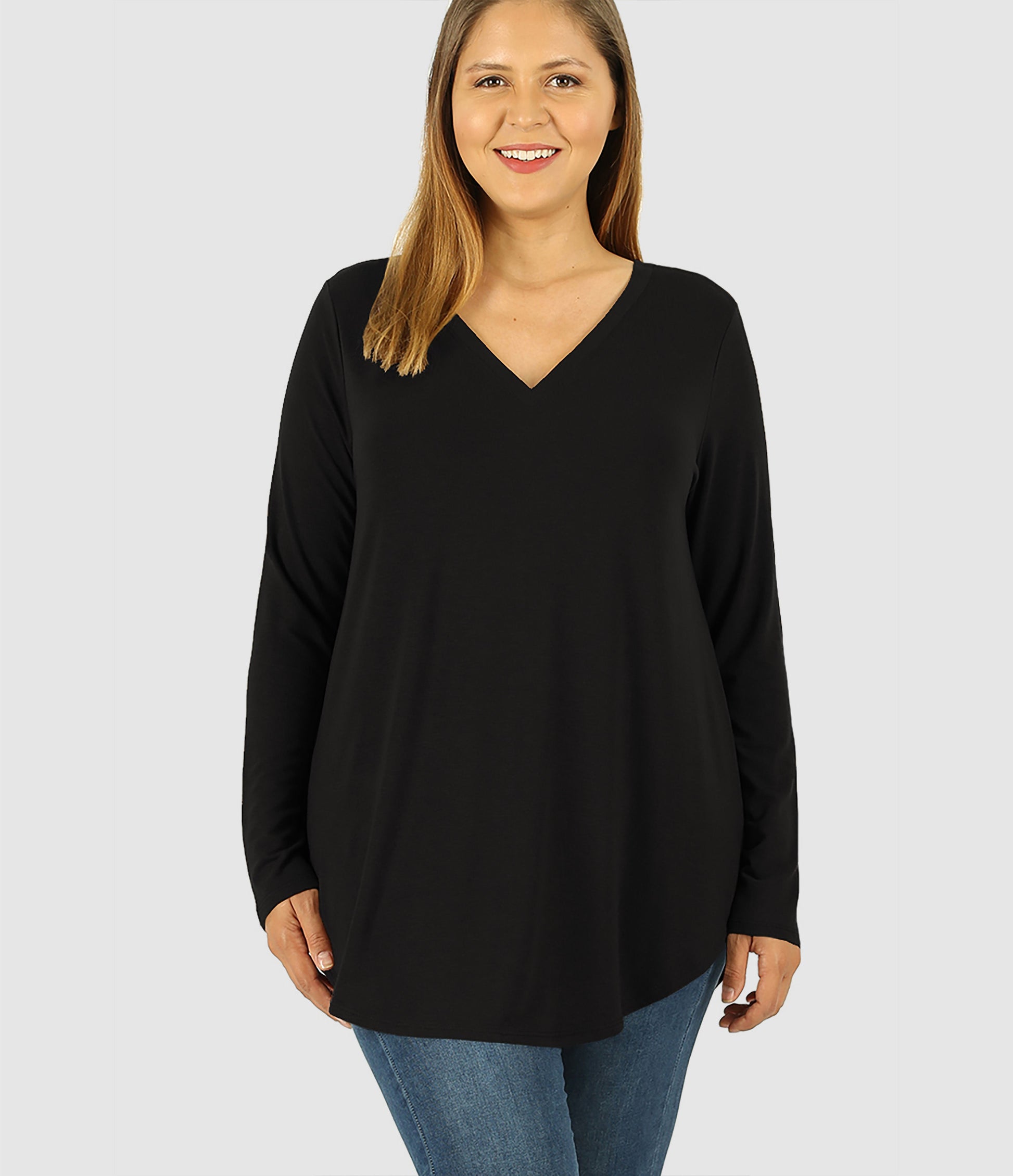RTS - Long Sleeve V-Neck Top - Black - Like A Duchess
