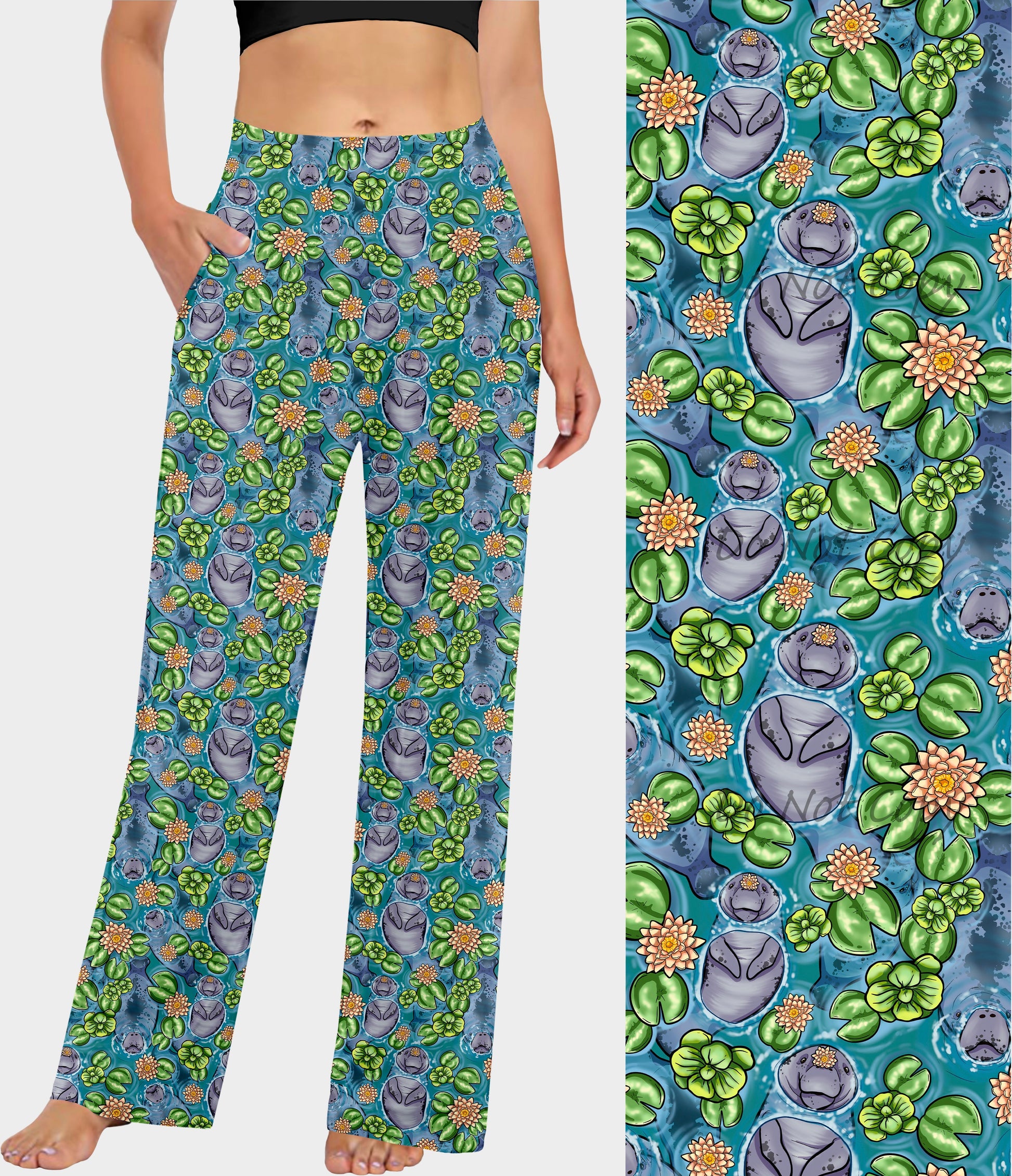 RTS - Manatee Lily Lounge Pants - Like A Duchess