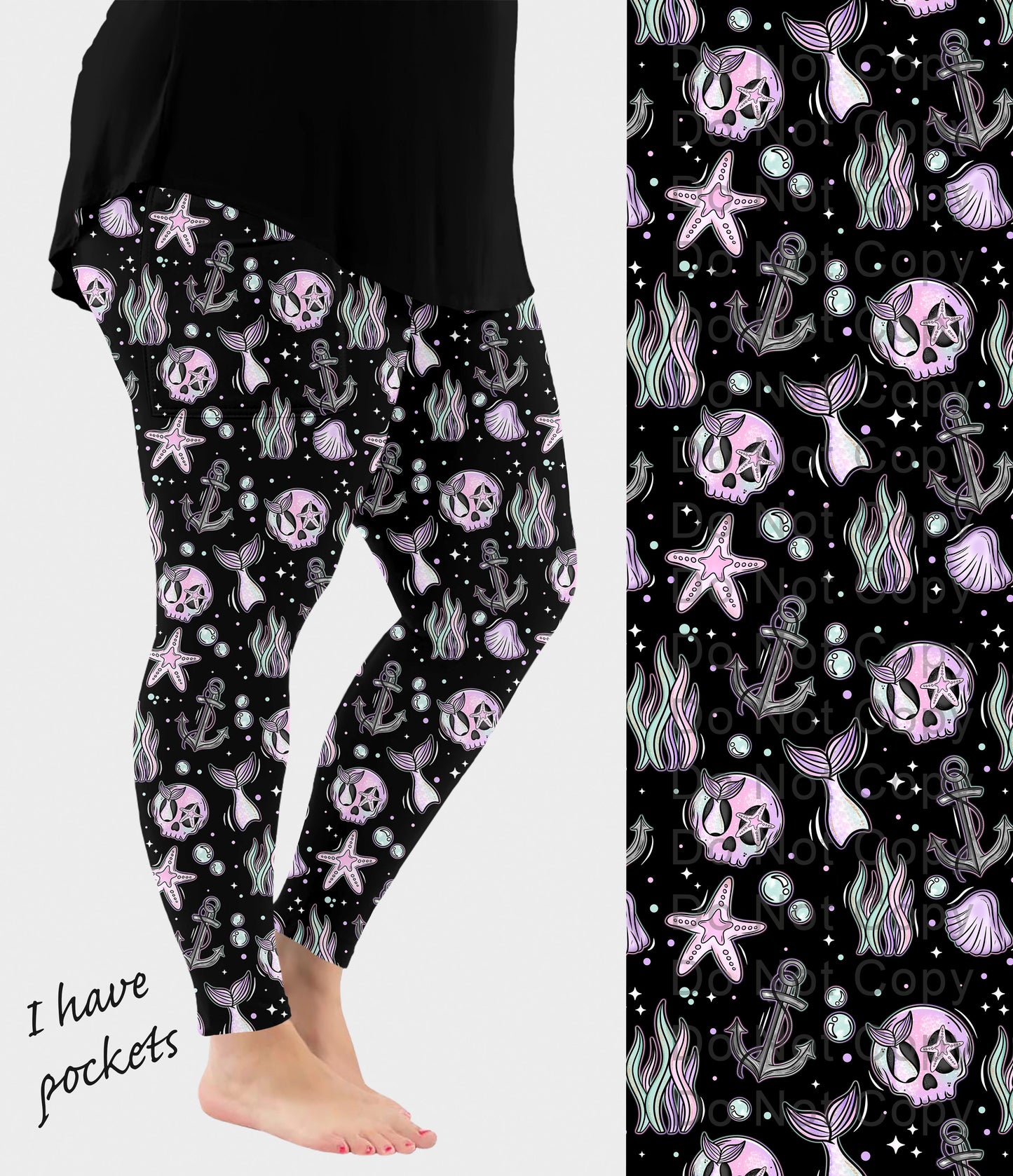RTS - Mermaid Skele Leggings w/ Pockets - Like A Duchess