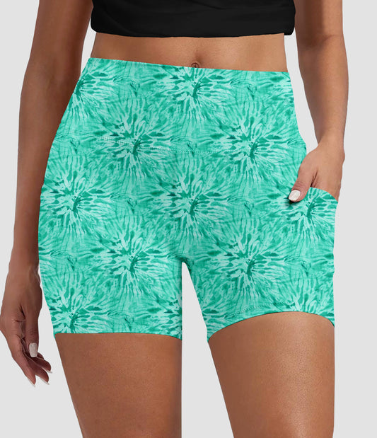 RTS - Mint Tie Dye Biker Shorts with Pockets - Like A Duchess