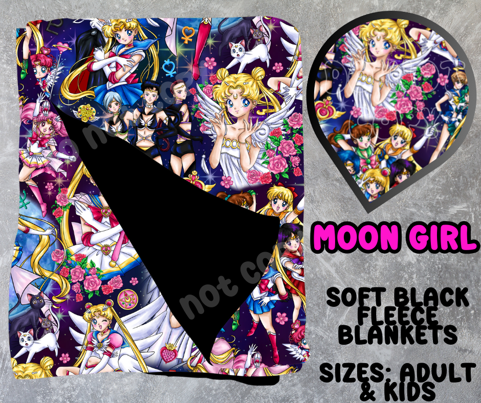 MOON GIRL-SOFT BLACK THROW BLANKET