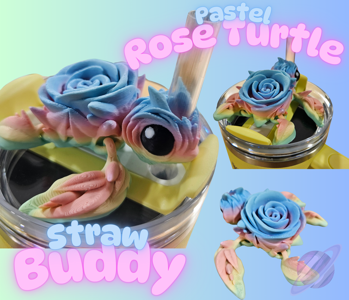 PASTEL ROSE TURTLE-3D PRINTED STRAW BUDDY - Like A Duchess