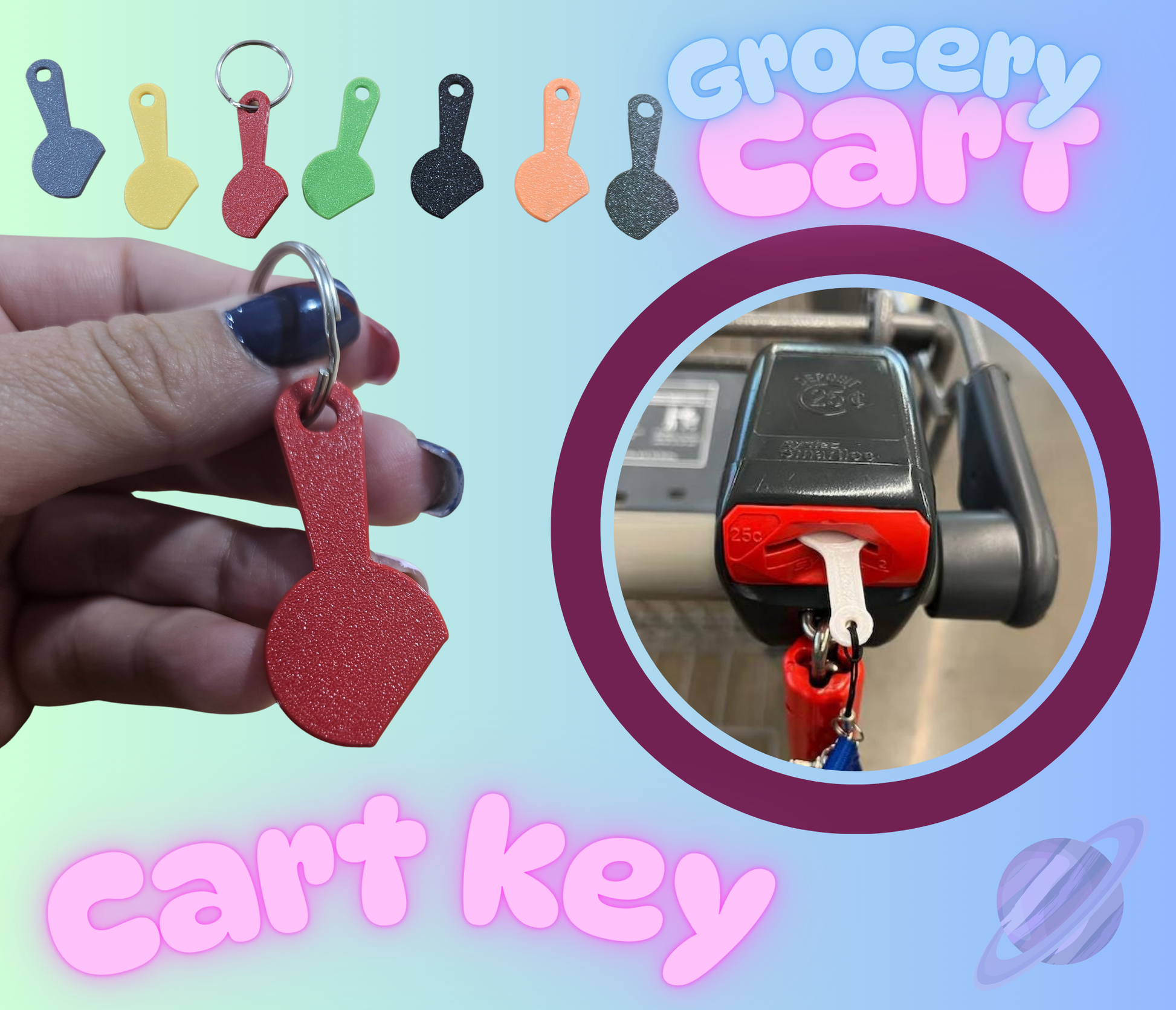 3D PRINTED SHOPPING CART KEYS-3 PACK - Like A Duchess
