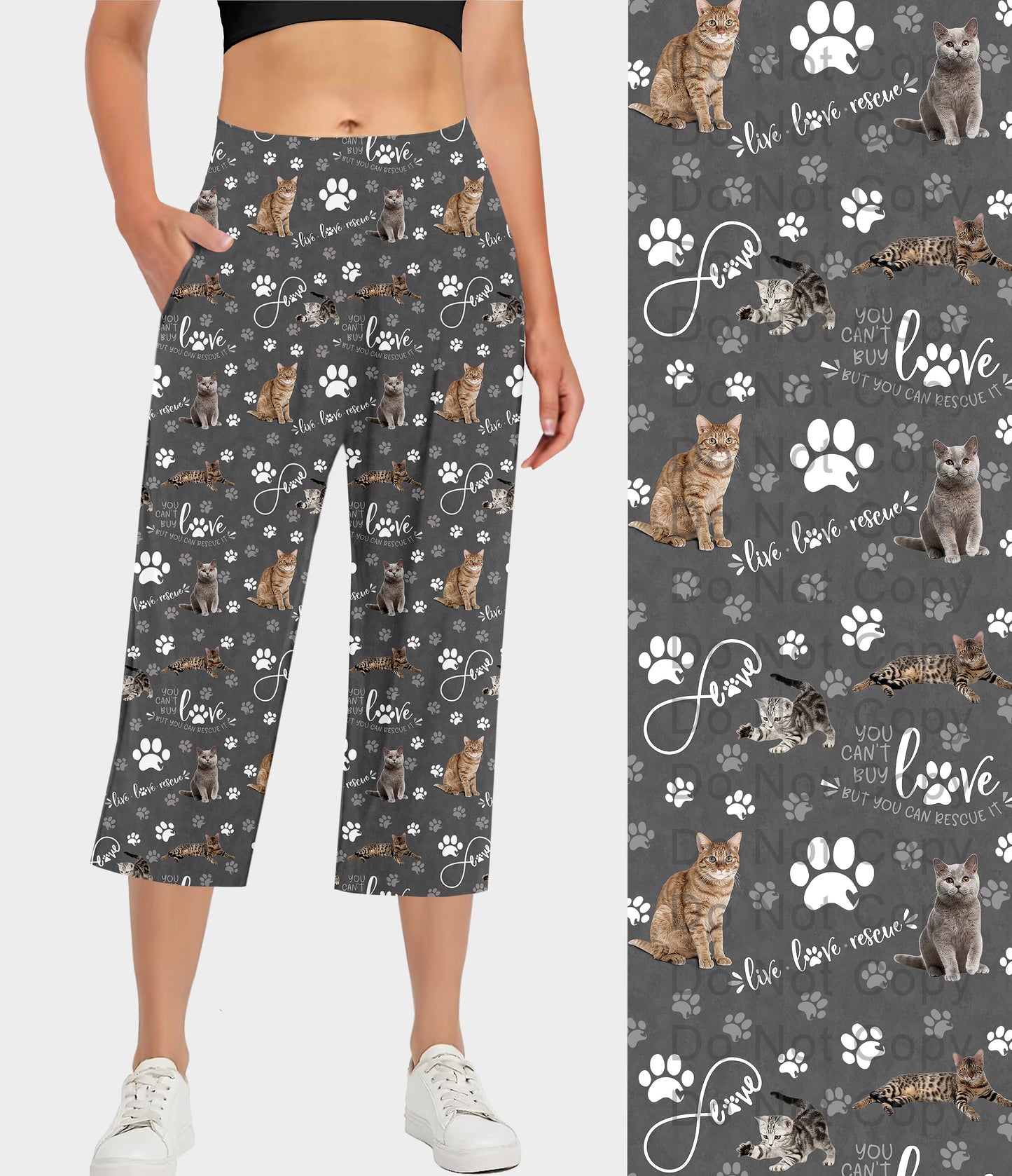 RTS - Rescue Cats Capri Lounge Pants - Like A Duchess