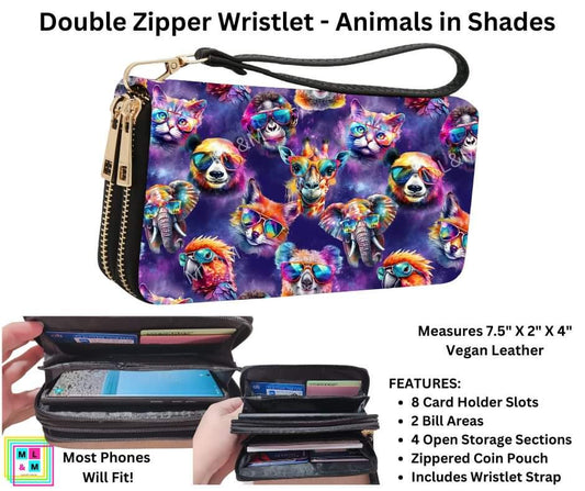 Animals in Shades Double Zipper Wristlet - Like A Duchess