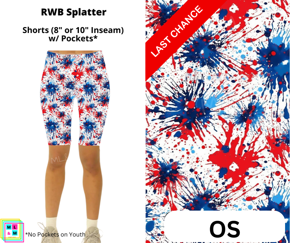 RWB Splatter Shorts w/ Pockets