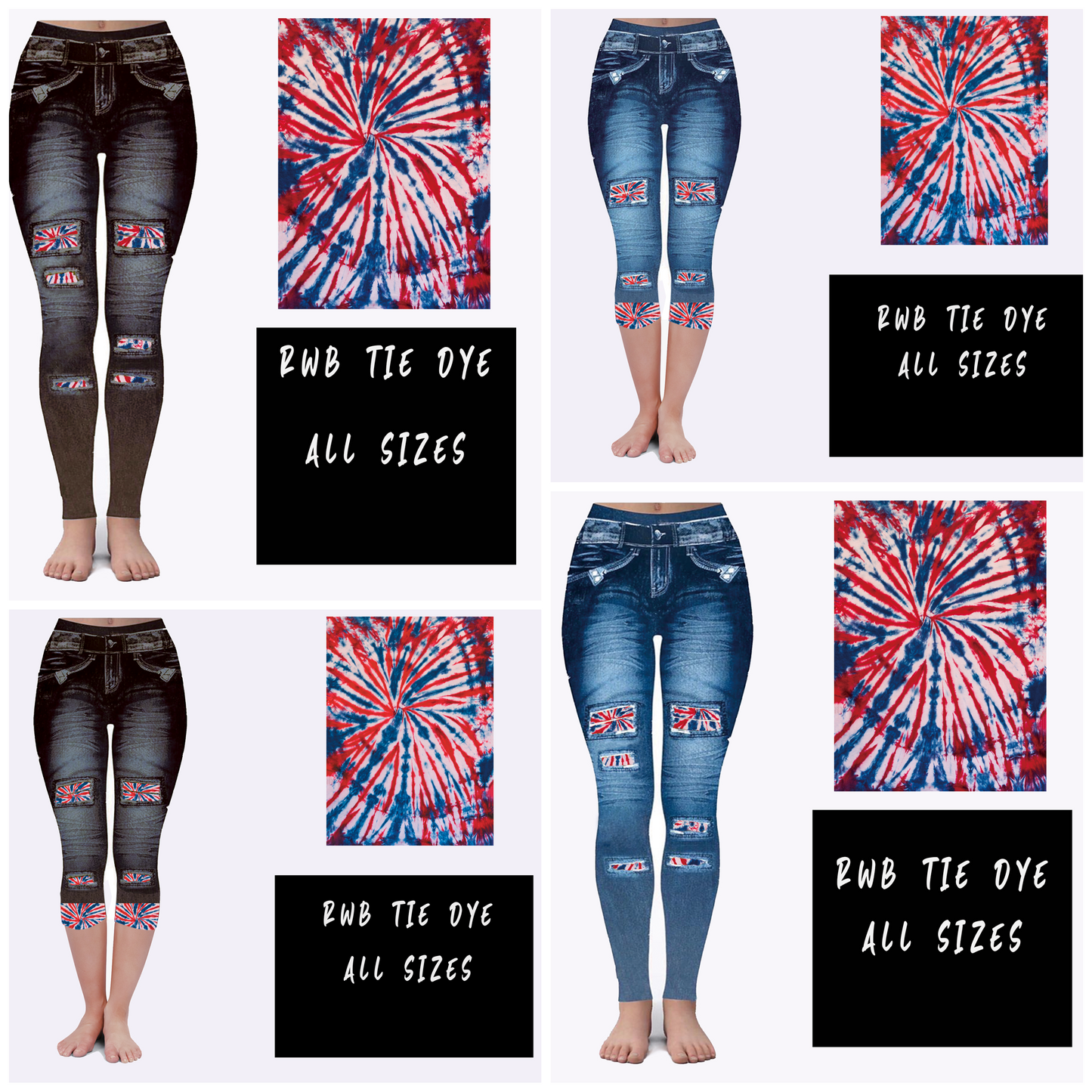 LEGGING JEAN RUN-RWB TIE DYE (ACTIVE BACK POCKETS) - Like A Duchess