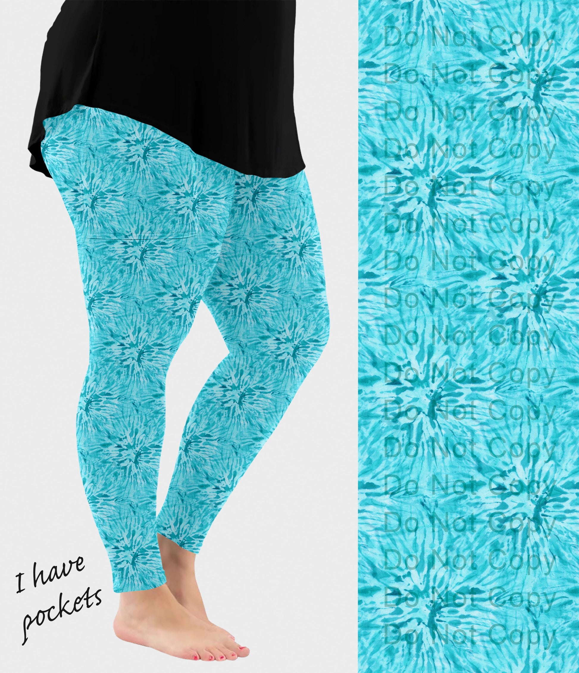 RTS - Sea Blue Tie Dye Leggings with Pockets - Like A Duchess