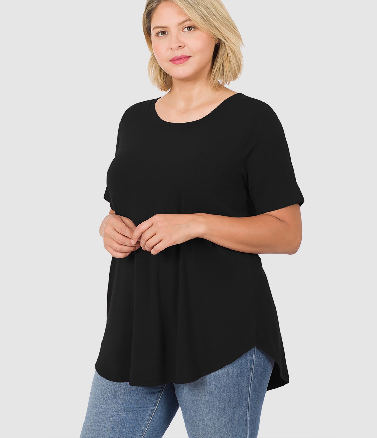 RTS - Short Sleeve Round Neck Top - Black - Like A Duchess