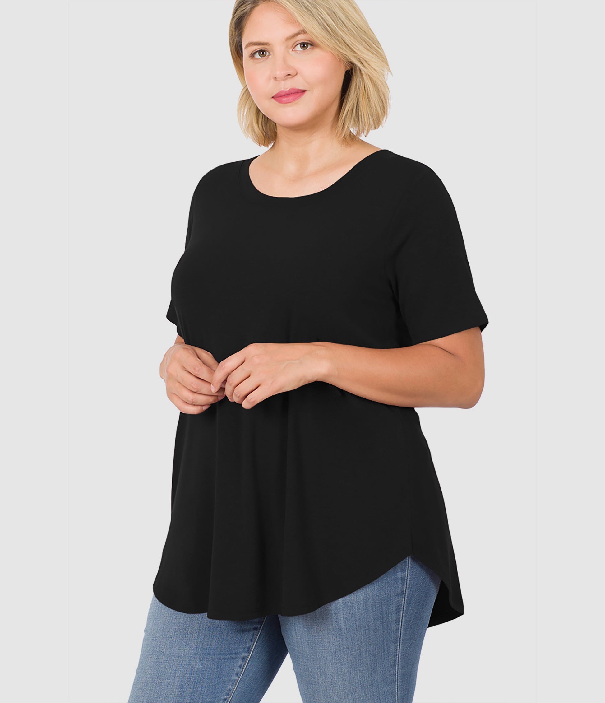 RTS - Short Sleeve Round Neck Top - Black - Like A Duchess