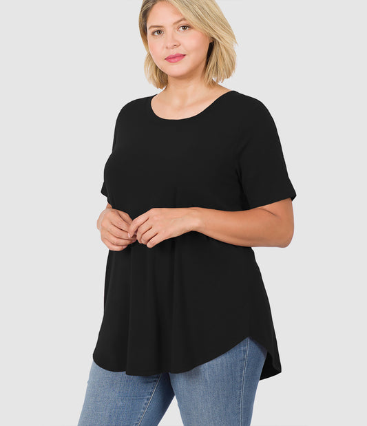 RTS - Short Sleeve Round Neck Top - Black - Like A Duchess