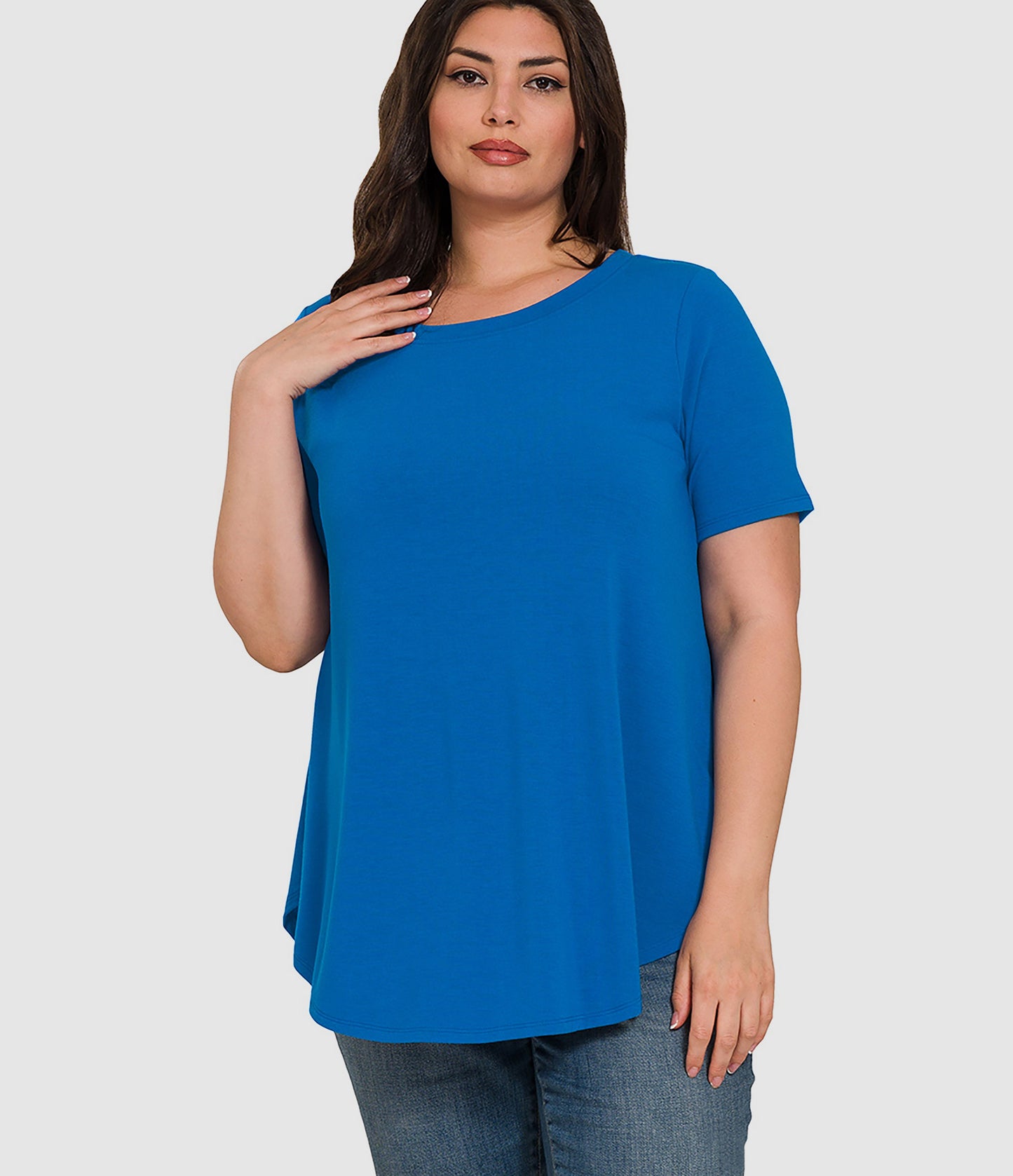 RTS - Short Sleeve Round Neck Top - Classic Blue - Like A Duchess