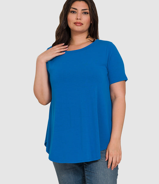 RTS - Short Sleeve Round Neck Top - Classic Blue - Like A Duchess