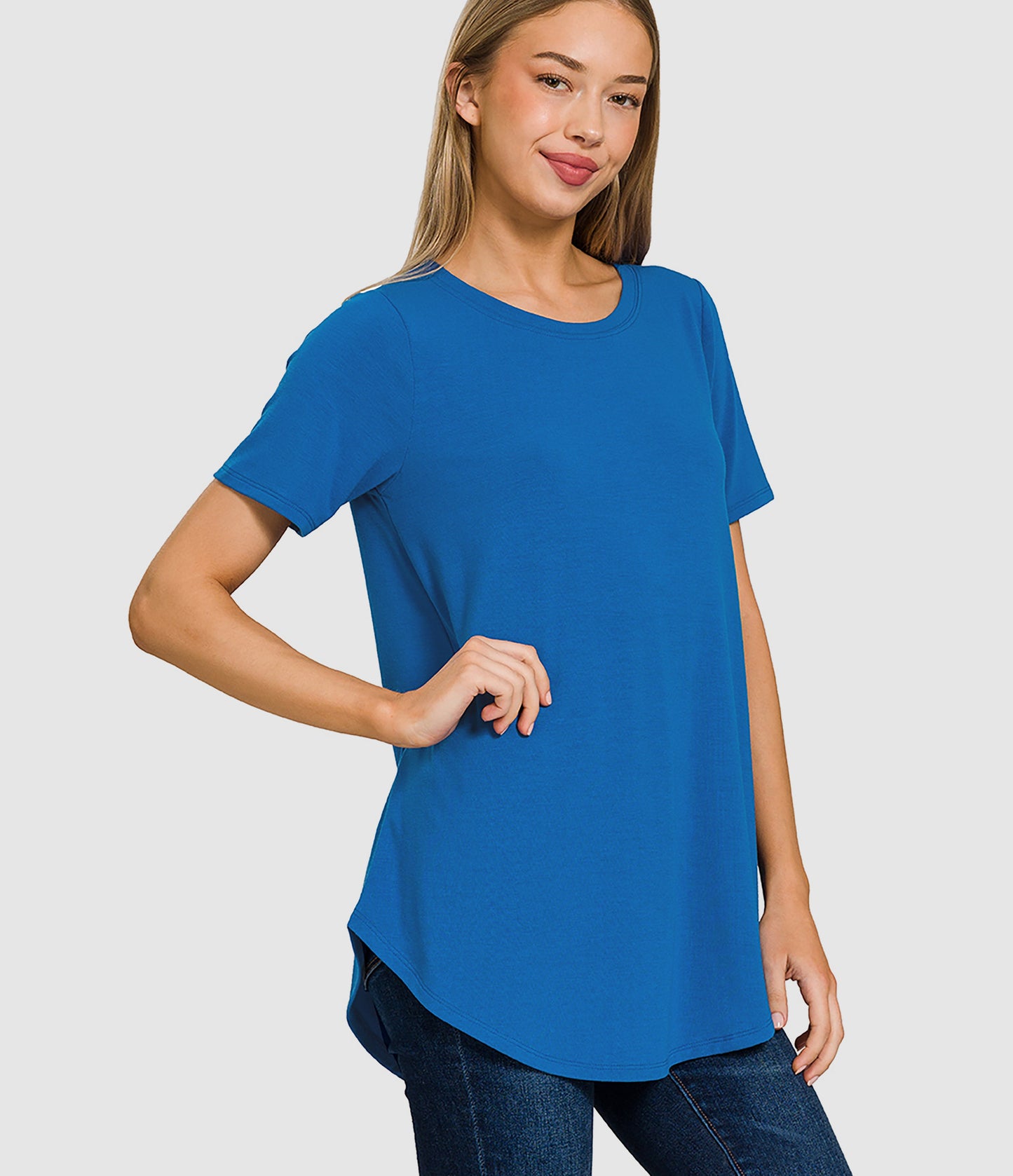 RTS - Short Sleeve Round Neck Top - Classic Blue - Like A Duchess