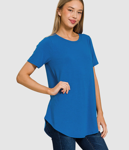 RTS - Short Sleeve Round Neck Top - Classic Blue - Like A Duchess