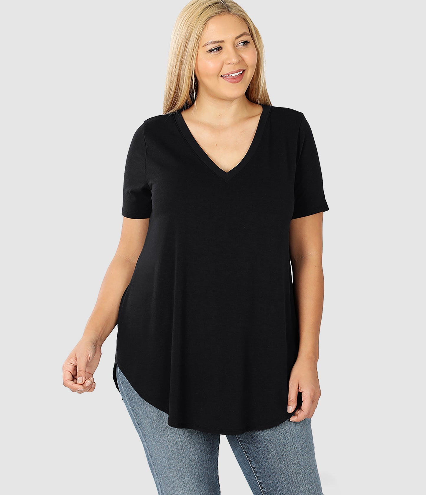 RTS - Short Sleeve V-Neck Top - Black - Like A Duchess