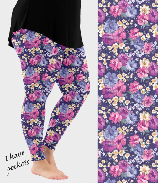 RTS - Spring Flowers Leggings w/ Pockets - Like A Duchess