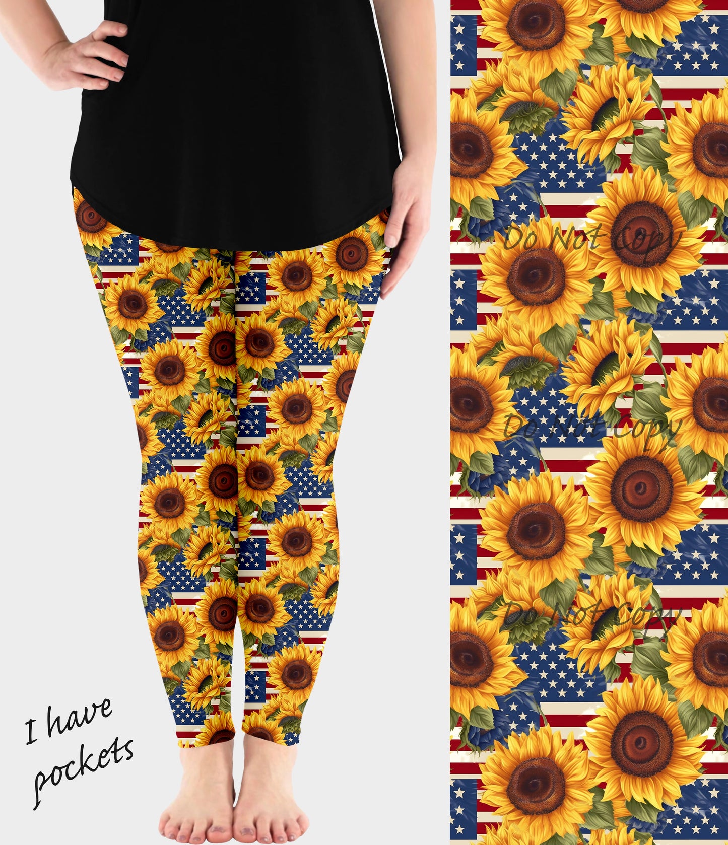 RTS - Sunflower Flag Leggings w/ Pockets - Like A Duchess